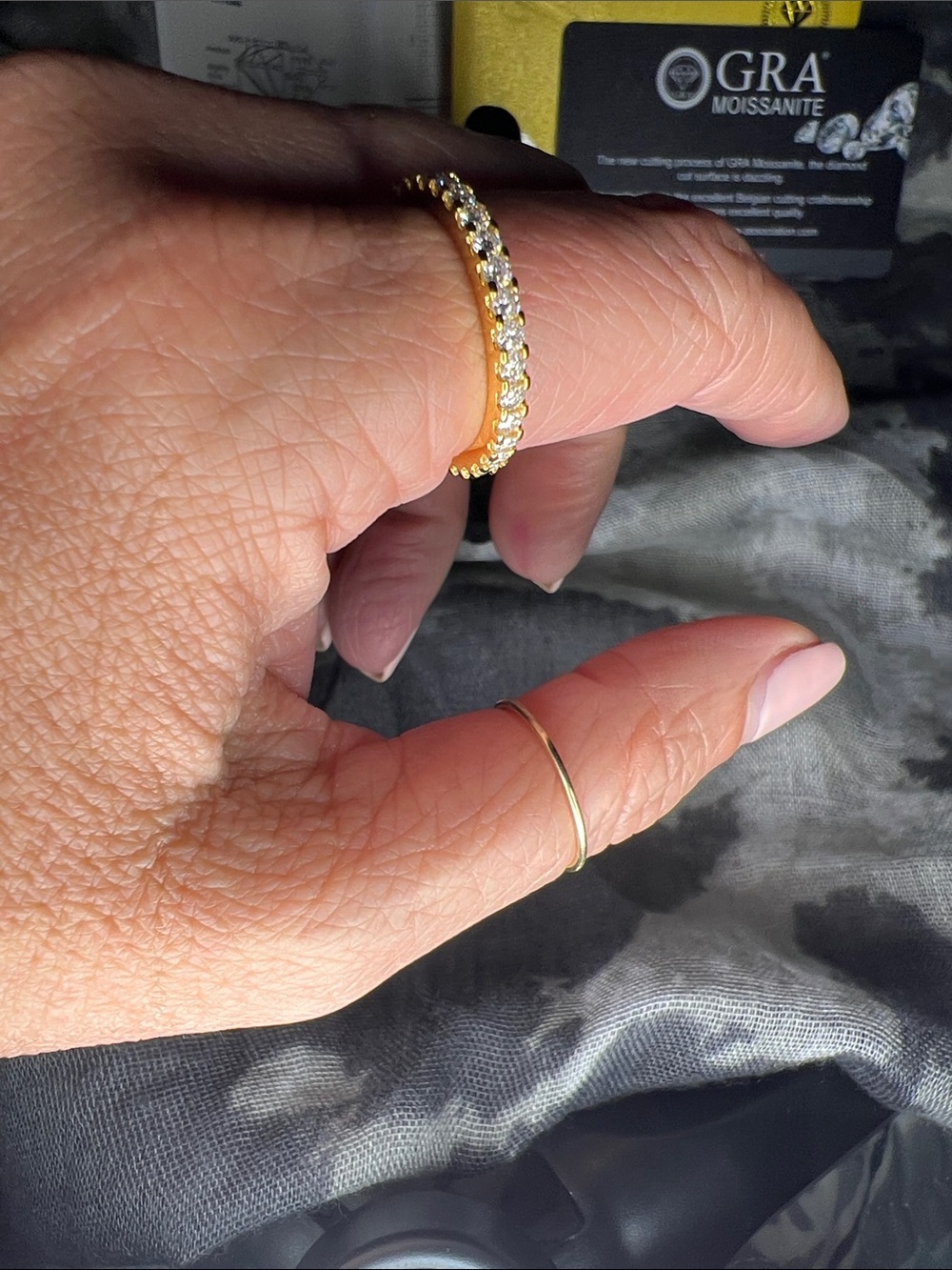 GRA Gold Moissanite Pave Stackable Ring - Gold
